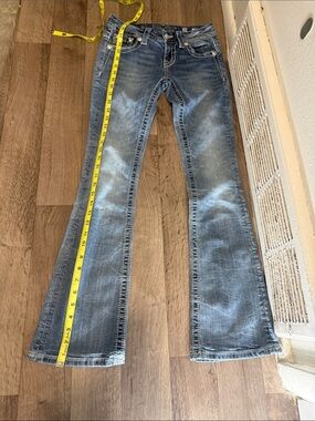 Womens Flared Blue Denim Jeans - Casual Wide Leg